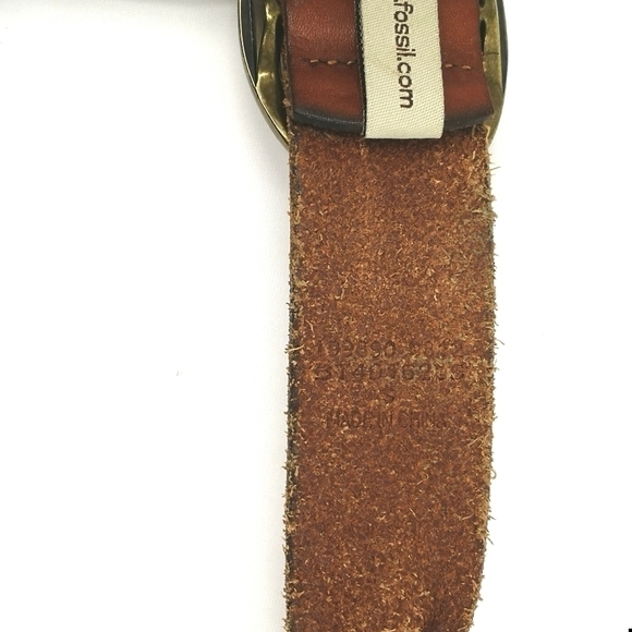 Fossil Women's 30"-34" Braided Brown Leather Adjustable Designer Gold Tone Belt - Picture 5 of 14